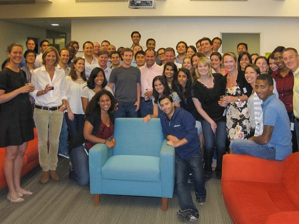 Debra Bednar-Clark with Mark Zuckerberg and Meta team